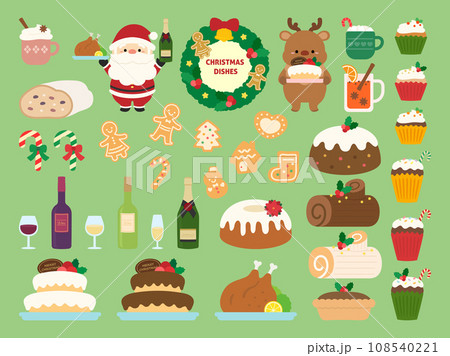 クリスマスの食べ物イラスト素材集 クリスマスの食べ物イラスト素材集 108540221