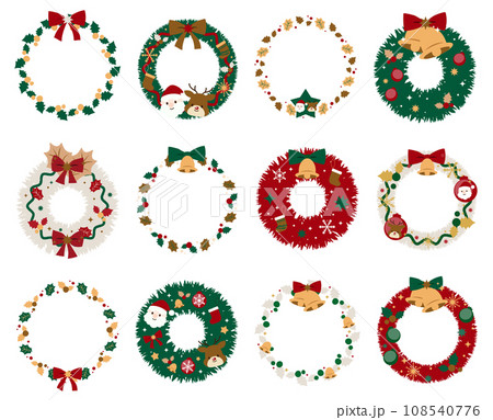 クリスマスリースのセット　イラスト 108540776