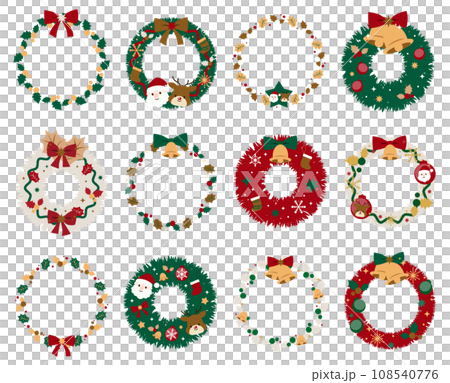 クリスマスリースのセット　イラスト 108540776