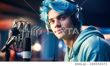 A bright-looking young blogger or gamer with...のイラスト素材 [108542071] - PIXTA