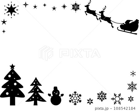 クリスマスのシルエットフレーム 黒のクリスマス用イラスト クリスマスのシルエットフレーム 黒のクリスマス用イラスト 108542184