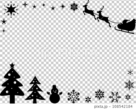 クリスマスのシルエットフレーム 黒のクリスマス用イラスト クリスマスのシルエットフレーム 黒のクリスマス用イラスト 108542184
