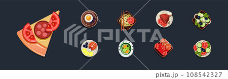 Game Food Icon and Nutrition Element Vector Set 108542327