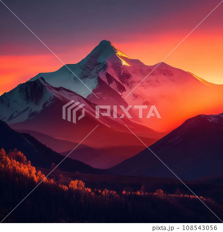 sunrise over mountains 108543056