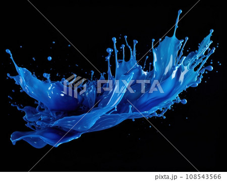 blue paint splash on black background 108543566