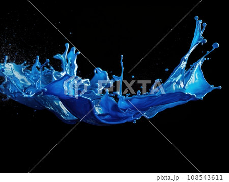 blue paint splash on black background blue paint splash on black background 108543611