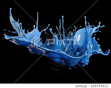 blue paint splash on black background blue paint splash on black background 108543612