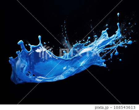 blue paint splash on black background blue paint splash on black background 108543613