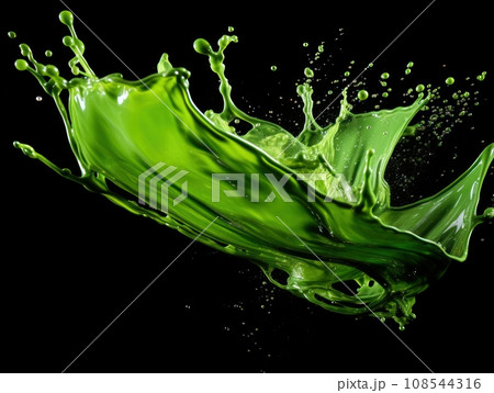 green paint splash on black background green paint splash on black background 108544316