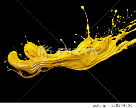 yellow paint splash on black background 108544550