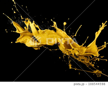 yellow paint splash on black background yellow paint splash on black background 108544598