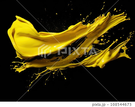 yellow paint splash on black background 108544673