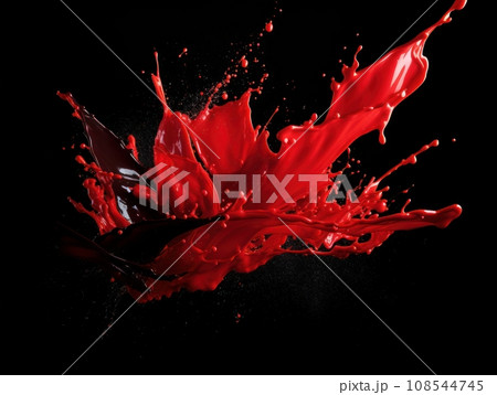 red paint splash on black background 108544745