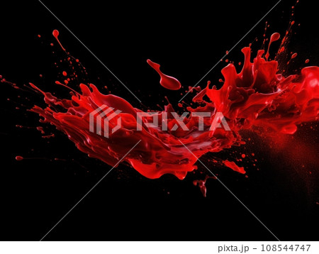 red paint splash on black background red paint splash on black background 108544747