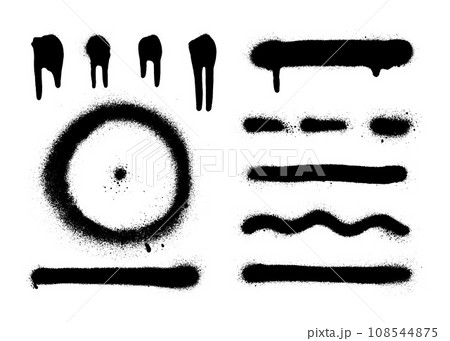 Set of graffiti spray banner. Vector spray paint shapes with smudges Set of graffiti spray banner. Vector spray paint shapes with smudges 108544875