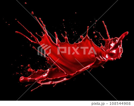 red paint splash on black background 108544908