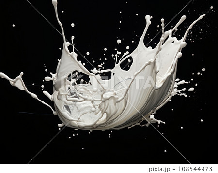 white paint splash on black background 108544973