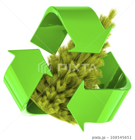 Christmas Tree with Recycle symbol. Recycle Christmas Tree concept, 3D rendering 108545651