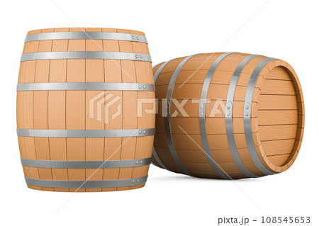 Wooden Barrels, 3D rendering Wooden Barrels, 3D rendering 108545653