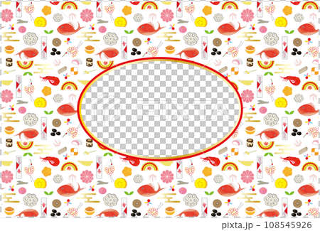 Osechi pattern frame decoration oval 108545926