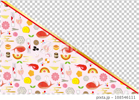 おせちのパターン柄のフレーム飾り  108546111