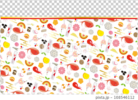 おせちのパターン柄のフレーム飾り おせちのパターン柄のフレーム飾り 108546112