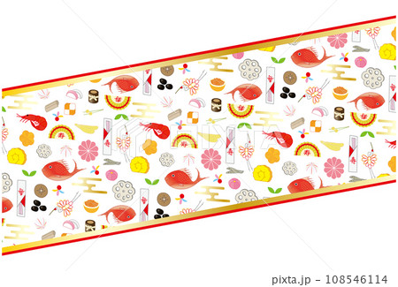 おせちのパターン柄のフレーム飾り  108546114