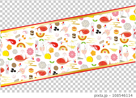 おせちのパターン柄のフレーム飾り  108546114