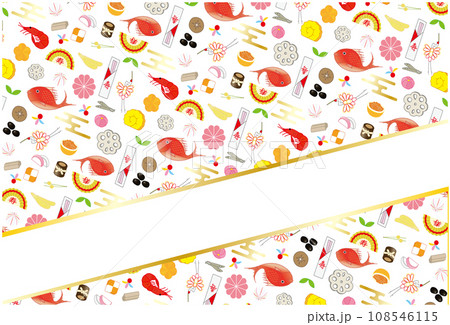 おせちのパターン柄のフレーム飾り  108546115