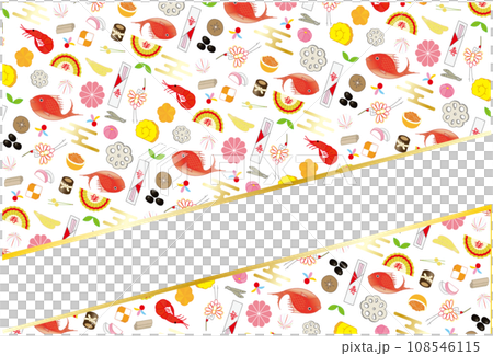 おせちのパターン柄のフレーム飾り  108546115