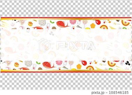 おせちのパターン柄のフレーム飾り テキストスペース 108546185