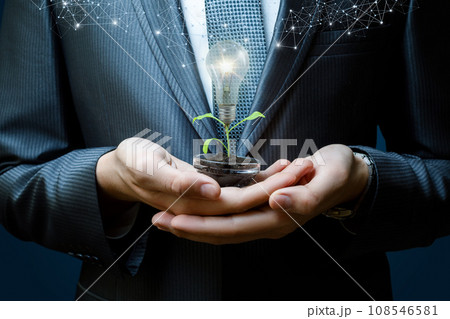 The concept of growing a creative idea in business. 108546581