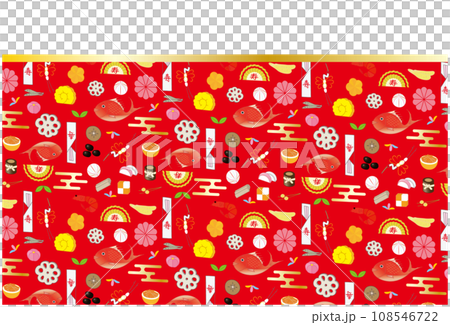 おせちのパターン柄のフレーム飾り レッド おせちのパターン柄のフレーム飾り レッド 108546722