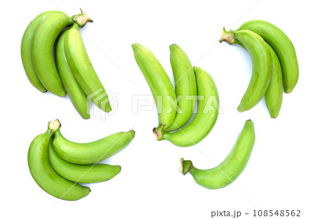Green banana on white background Green banana on white background 108548562