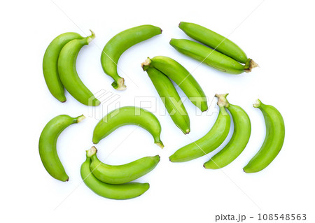 Green banana on white background Green banana on white background 108548563