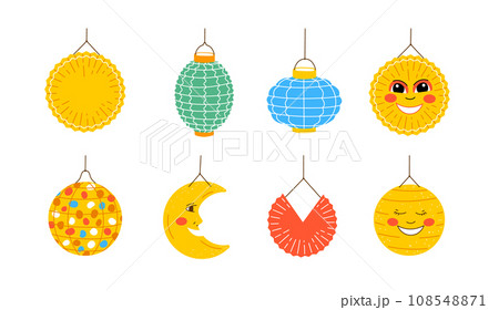 Set of diverse lantern for saint martin day.Laternenumzug tradition in europe 108548871
