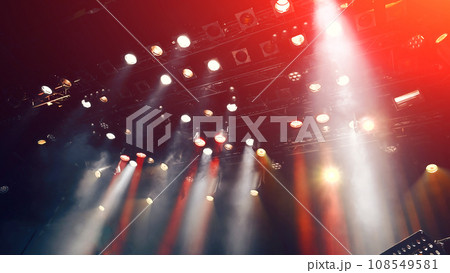 stage lights during the show, concert atmosphere with spotlights and Stage mist 108549581