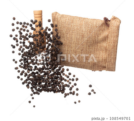 Black Pepper seeds fly throw up in sack bag, Black Pepper float explode, abstract cloud fly. Black Peppercorn splash throwing in Air. White background Isolated high speed shutter, freeze motion Black Pepper seeds fly throw up in sack bag, Black Pepper float explode, abstract cloud fly. Black Peppercorn splash throwing in Air. White background Isolated high speed shutter, freeze motion 108549701