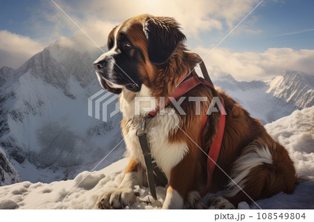 Rescue dog in the mountains AI Rescue dog in the mountains AI 108549804