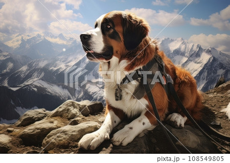 Rescue dog in the mountains AI Rescue dog in the mountains AI 108549805