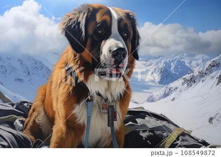 Rescue dog in the mountains AI 108549872