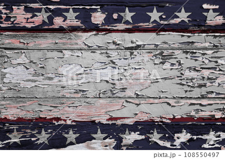 American patriot design painted on a wooden board American patriot design painted on a wooden board 108550497
