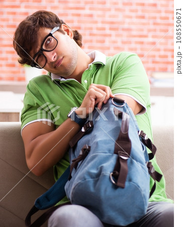 Young student preparing for exams at home 108550671