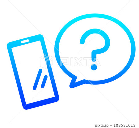青いグラデーションのスマホとはてなマーク 108551015