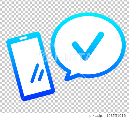 Blue gradient smartphone and check mark 108551016