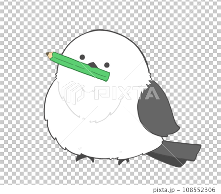 長尾山雀拿著鉛筆，側視 108552306