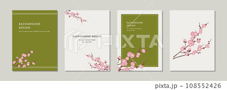 梅　梅の花　お正月　背景　テンプレート　フレーム　おしゃれ  洗練 108552426