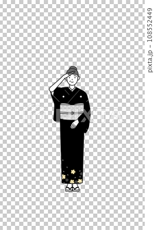 A senior woman in a kimono looking into the distance, at a New Year's shrine visit or a wedding ceremony, etc. A senior woman in a kimono looking into the distance, at a New Year's shrine visit or a wedding ceremony, etc. 108552449