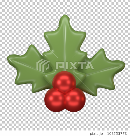 3d holly, Christmas decorative clipart 108553778