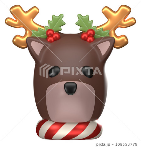 3d cute reindeer, Christmas Character clipart 108553779